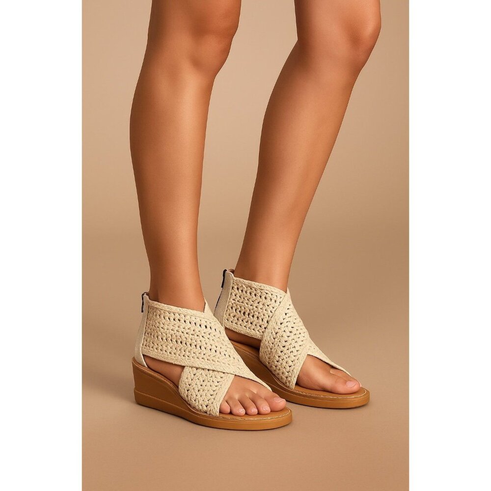 Børn “Iwa Mac” Cream Woven Peep Toe Sandals | Size 6M | NEW